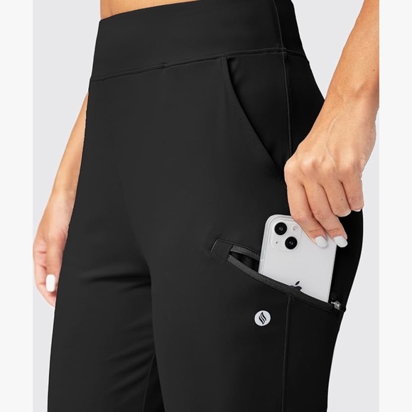 Santiny Women’s Black High Waist Stretch 7/8 Ankle Golf / Athletic Pants - Picture 4 of 13